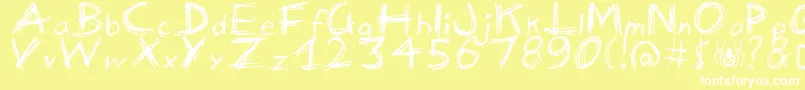 フォントManicDepressive – 黄色い背景に白い文字