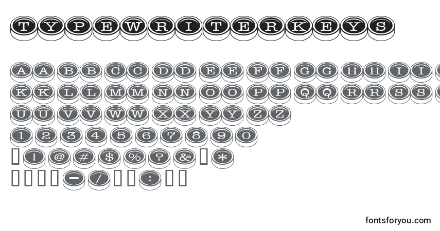 A fonte Typewriterkeys – alfabeto, números, caracteres especiais