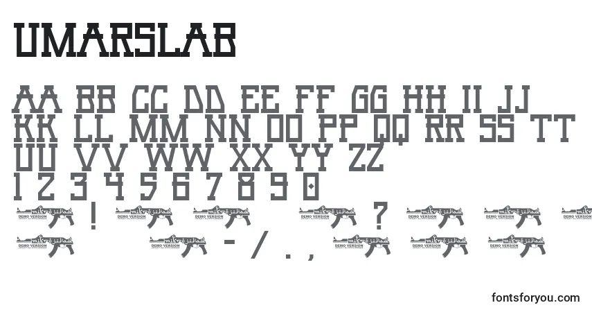 Czcionka UmarSlab – alfabet, cyfry, specjalne znaki