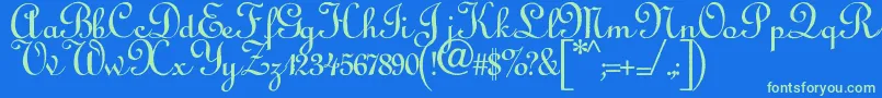 Annabel Font – Green Fonts on Blue Background