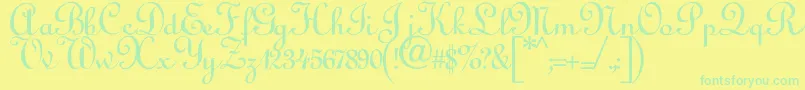 Annabel Font – Green Fonts on Yellow Background