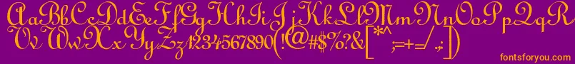 Annabel-Schriftart – Orangefarbene Schriften auf violettem Hintergrund