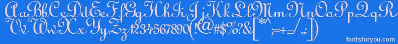 Annabel Font – Pink Fonts on Blue Background