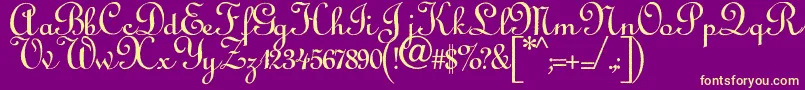 Annabel-Schriftart – Gelbe Schriften auf violettem Hintergrund