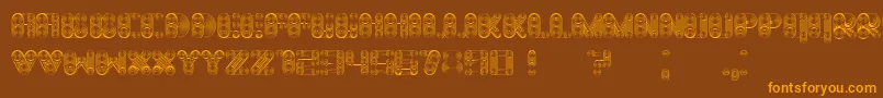 Cosmology-Schriftart – Orangefarbene Schriften auf braunem Hintergrund