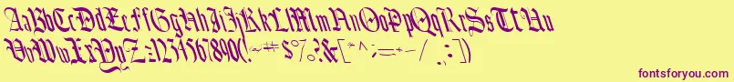 Czcionka BounceRegularTtnorm – fioletowe czcionki na żółtym tle