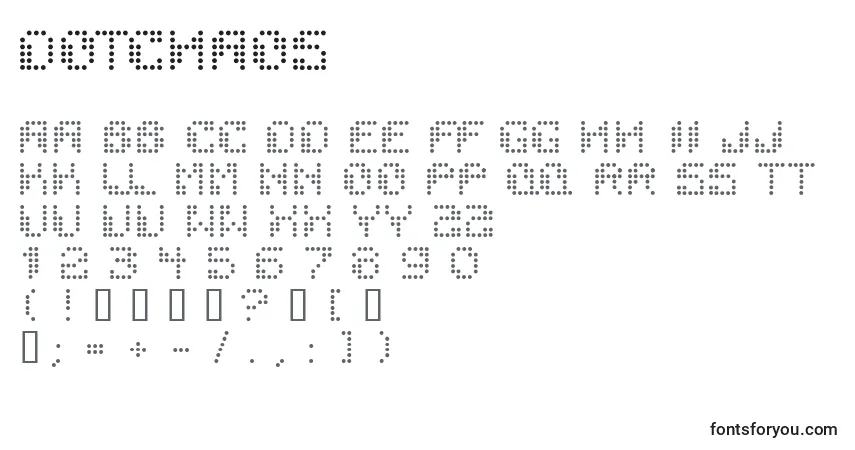 Шрифт Dotchaos – алфавит, цифры, специальные символы