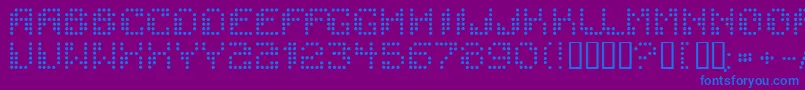 Dotchaos-Schriftart – Blaue Schriften auf violettem Hintergrund