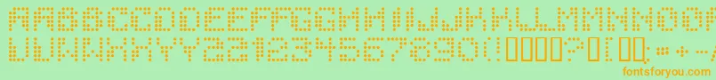 Подробнее о шрифте Dotchaos Шрифт Dotchaos – оранжевые шрифты на зелёном фоне