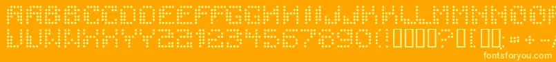 Więcej informacji o czcionce Dotchaos Czcionka Dotchaos – żółte czcionki na pomarańczowym tle