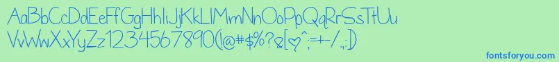 BmdDandelionInTheSpring Font – Blue Fonts on Green Background
