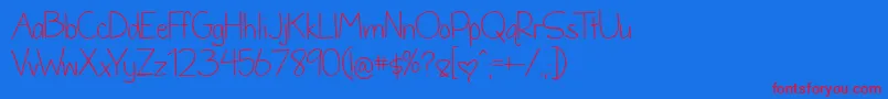 BmdDandelionInTheSpring Font – Red Fonts on Blue Background