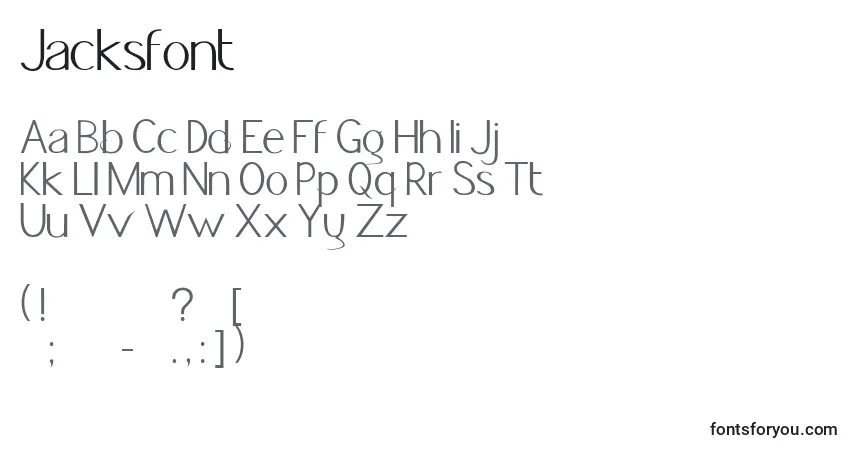 Czcionka Jacksfont – alfabet, cyfry, specjalne znaki