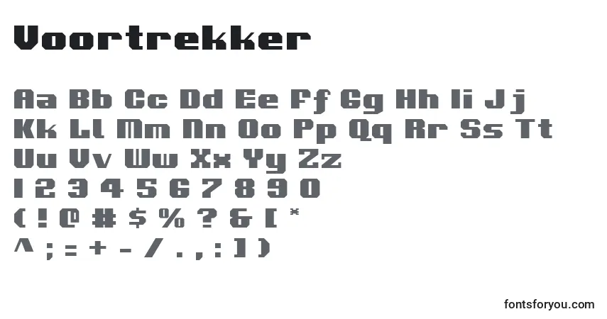 A fonte Voortrekker – alfabeto, números, caracteres especiais