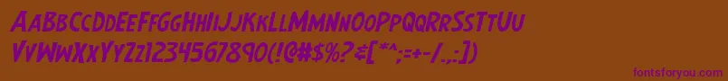 Шрифт Earthsmightiestexpandital – фиолетовые шрифты на коричневом фоне