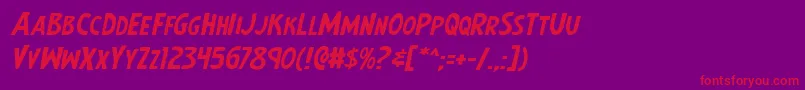 Earthsmightiestexpandital Font – Red Fonts on Purple Background