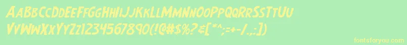 Earthsmightiestexpandital Font – Yellow Fonts on Green Background