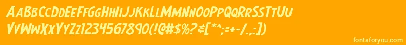 Earthsmightiestexpandital Font – Yellow Fonts on Orange Background