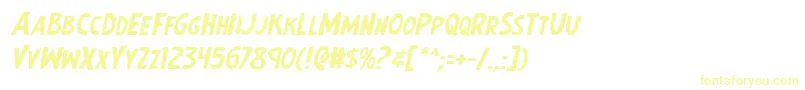 フォントEarthsmightiestexpandital – 白い背景に黄色の文字