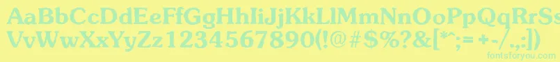 SunsetantiqueBold-Schriftart – Grüne Schriften auf gelbem Hintergrund