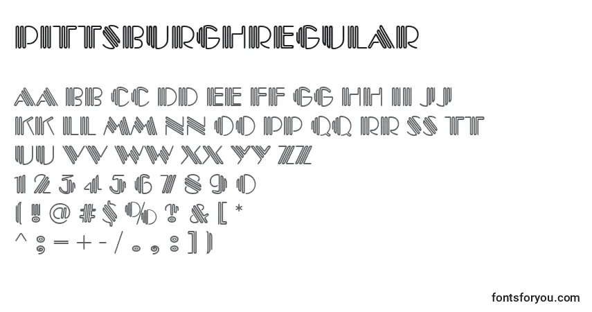 Schriftart PittsburghRegular – Alphabet, Zahlen, spezielle Symbole