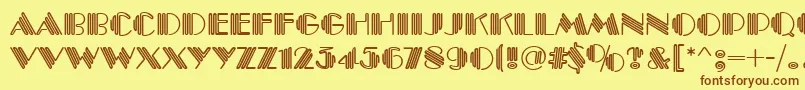 フォントPittsburghRegular – 茶色の文字が黄色の背景にあります。