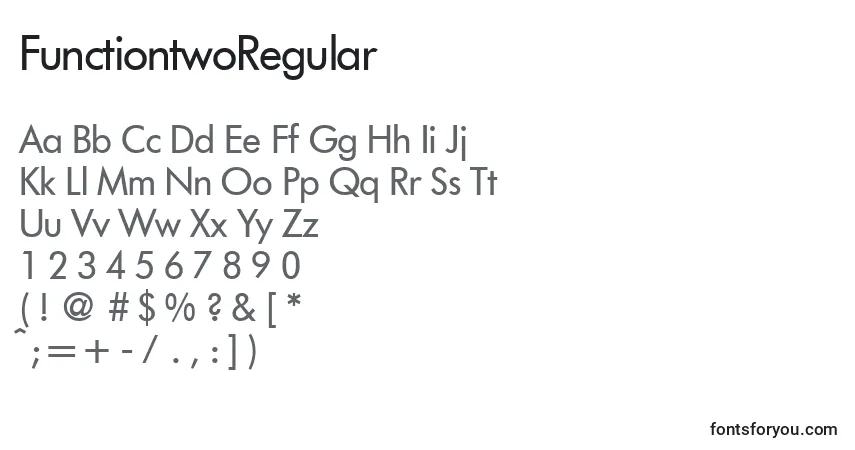 Fuente FunctiontwoRegular - alfabeto, números, caracteres especiales