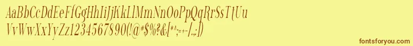 フォントPhosph13 – 茶色の文字が黄色の背景にあります。