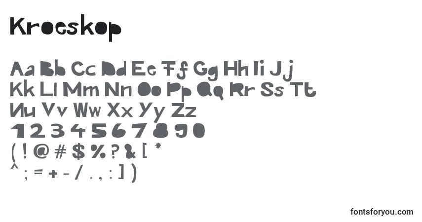 A fonte Kroeskop – alfabeto, números, caracteres especiais