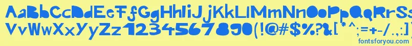 Kroeskop Font – Blue Fonts on Yellow Background