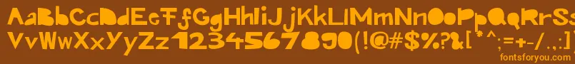 Kroeskop-Schriftart – Orangefarbene Schriften auf braunem Hintergrund