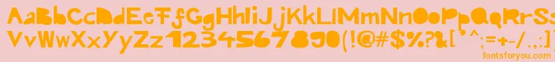 Kroeskop-Schriftart – Orangefarbene Schriften auf rosa Hintergrund