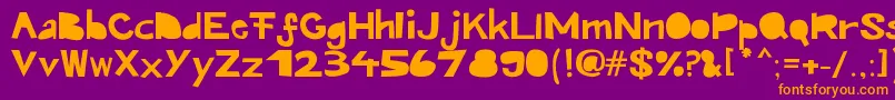 Kroeskop-Schriftart – Orangefarbene Schriften auf violettem Hintergrund