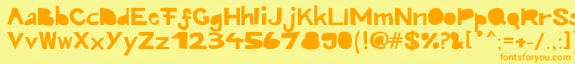 Kroeskop-Schriftart – Orangefarbene Schriften auf gelbem Hintergrund