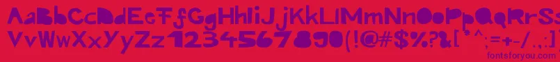 Czcionka Kroeskop – fioletowe czcionki na czerwonym tle