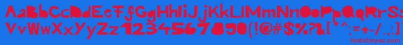 Kroeskop-Schriftart – Rote Schriften auf blauem Hintergrund