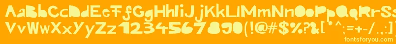 Kroeskop-Schriftart – Gelbe Schriften auf orangefarbenem Hintergrund