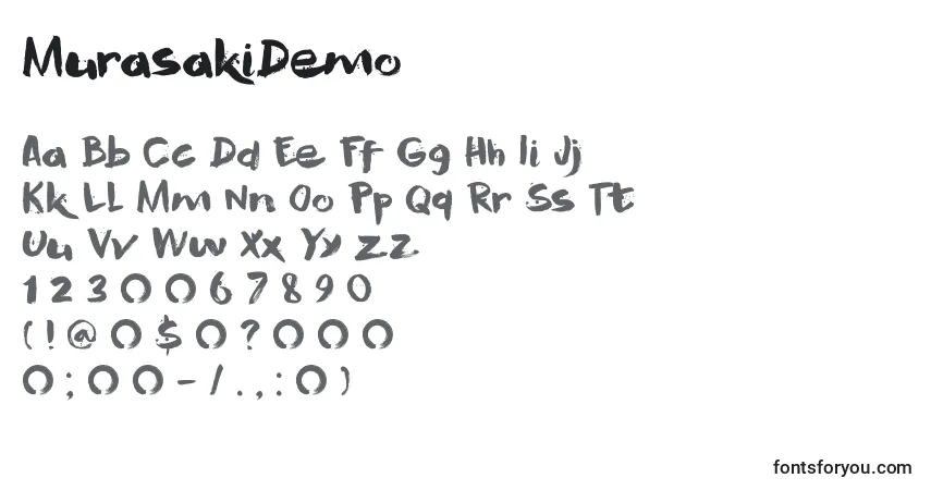 MurasakiDemo-fontti – aakkoset, numerot, erikoismerkit