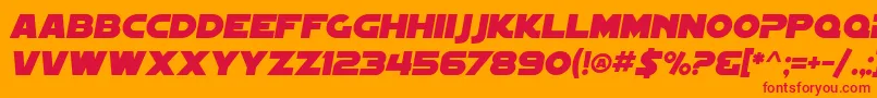 SfDistantGalaxyItalic-Schriftart – Rote Schriften auf orangefarbenem Hintergrund