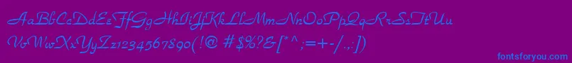 フォントSecondRoad – 紫色の背景に青い文字