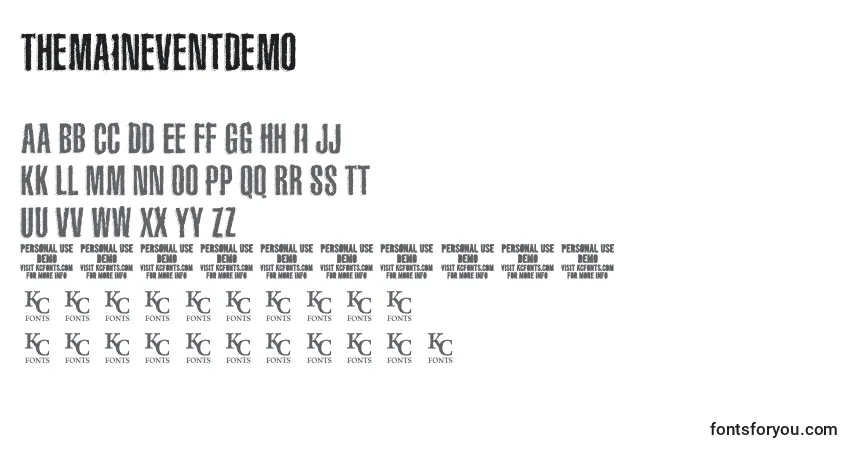 Шрифт Themaineventdemo – алфавит, цифры, специальные символы