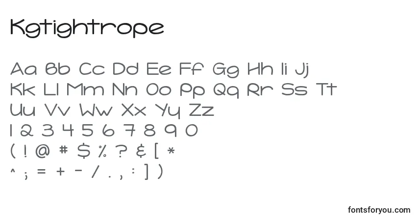 Шрифт Kgtightrope – алфавит, цифры, специальные символы
