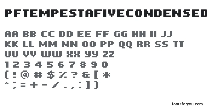 PfTempestaFiveCondensedBold-fontti – aakkoset, numerot, erikoismerkit