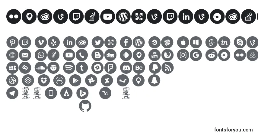 SocialMediaCircled-fontti – aakkoset, numerot, erikoismerkit