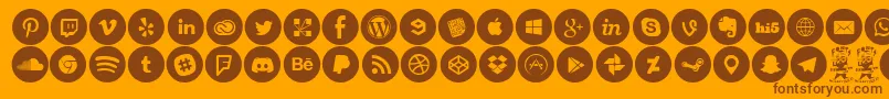 SocialMediaCircled-fontti – ruskeat fontit oranssilla taustalla