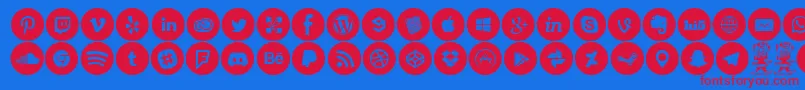 SocialMediaCircled Font – Red Fonts on Blue Background