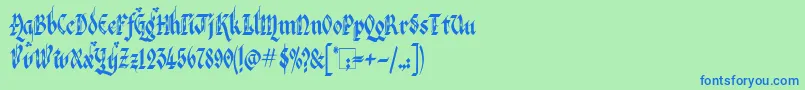 VeronaGothicFlourishe Font – Blue Fonts on Green Background