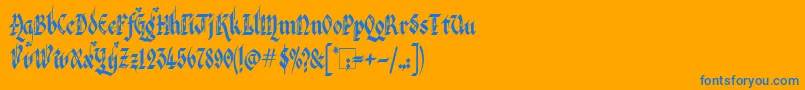 VeronaGothicFlourishe-Schriftart – Blaue Schriften auf orangefarbenem Hintergrund