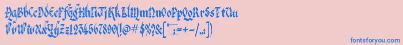 フォントVeronaGothicFlourishe – ピンクの背景に青い文字