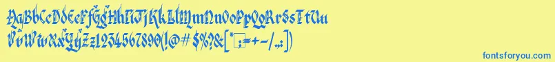 VeronaGothicFlourishe Font – Blue Fonts on Yellow Background